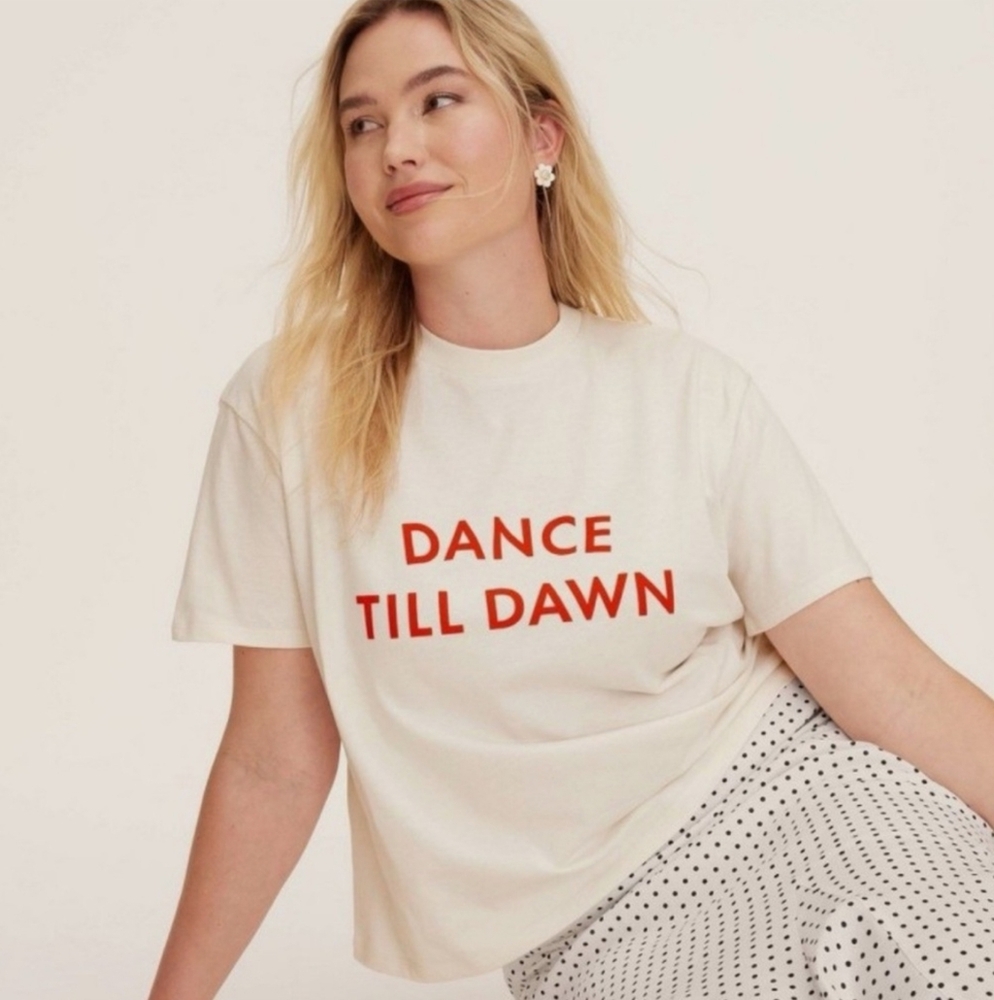 Kate Spade Dance Till Dawn Graphic Tee XL White Short Sleeve Tee